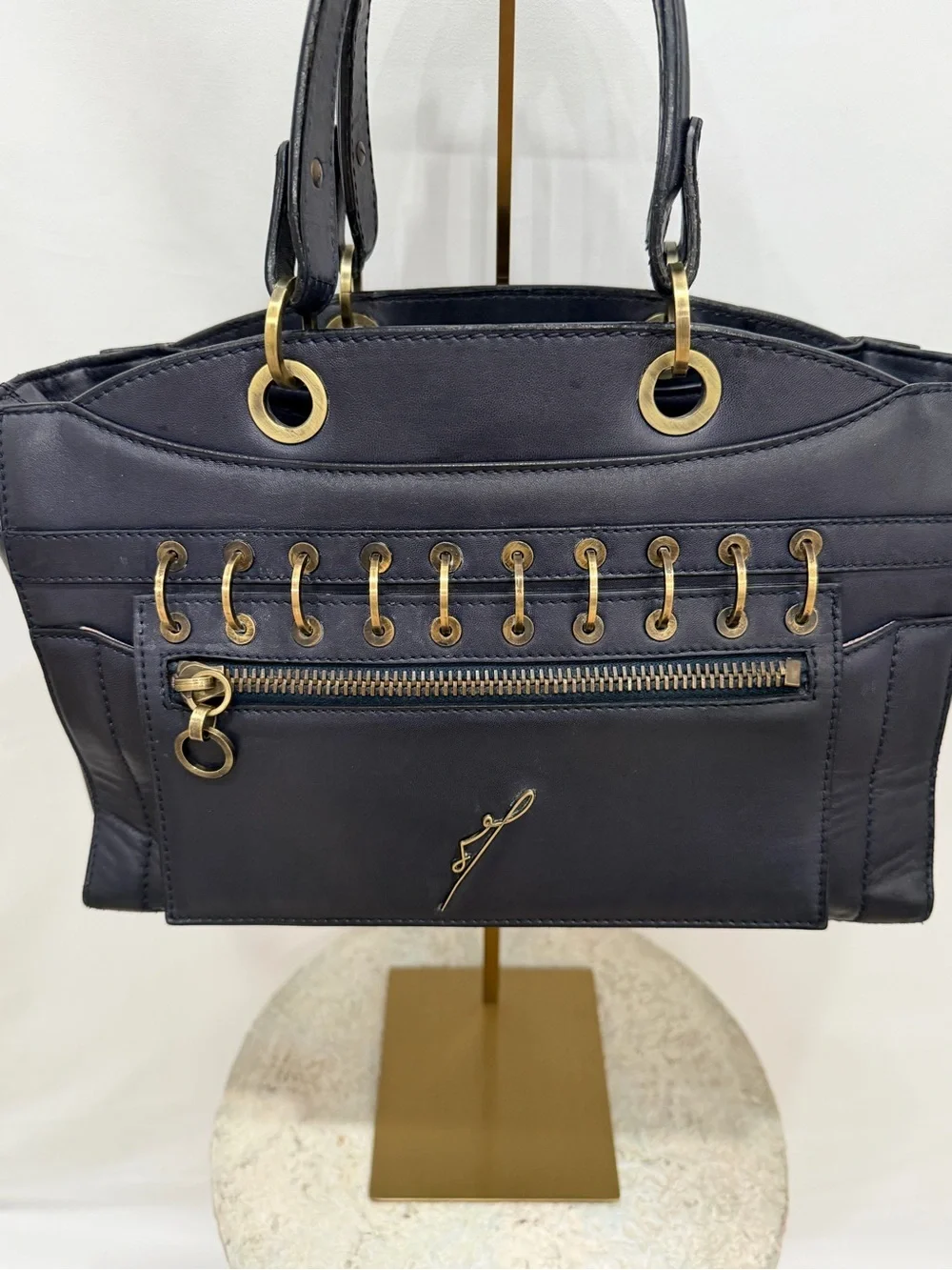 Michael Teperson Toaster Black Leather Top Handle Bag Made Italy